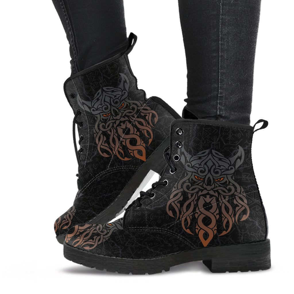 Viking Leather Boots Odin God Furthark Tattoo Special Ver01