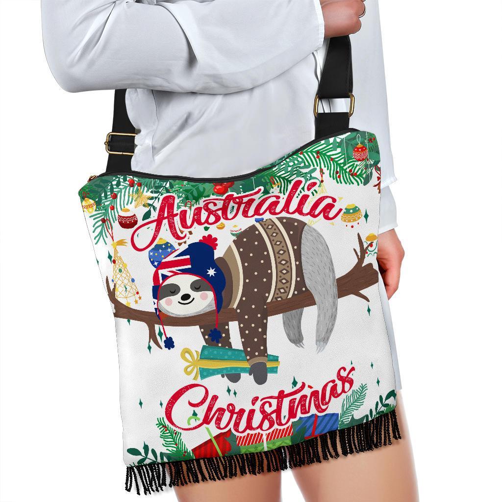 Australia Christmas Crossbody Boho Handbag White - Merry Christmas