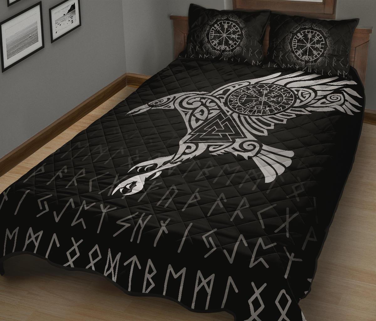 Viking Quilt Bedding Set Raven Tattoo