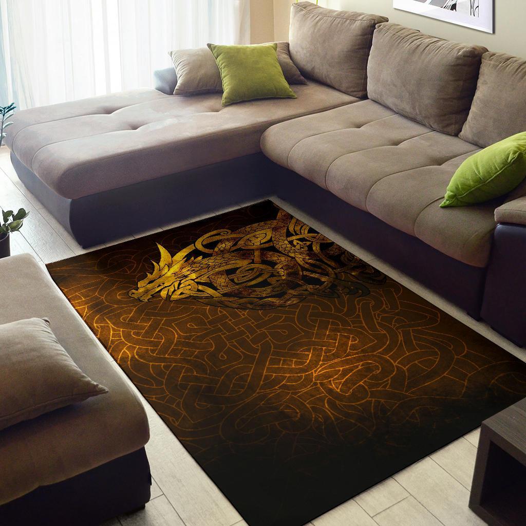 Viking Area Rug Celtic Dragon Tattoo