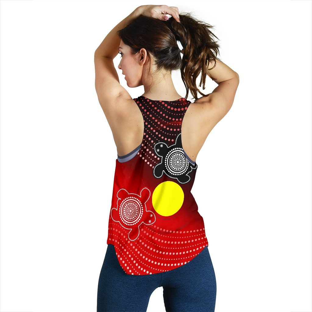 (Custom) Aboriginal Women's Racerback Tank - Indigenous Circle Dot Painting Style -