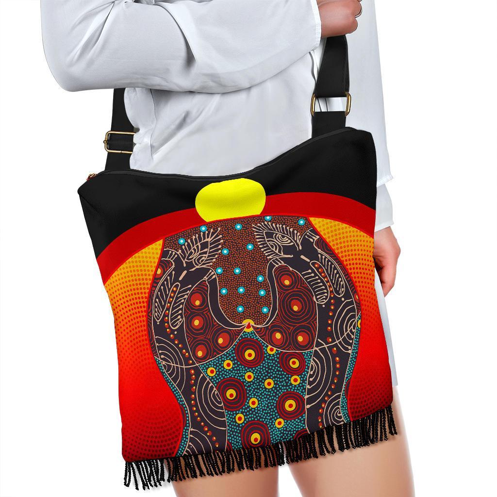 Boho Handbag - Aboriginal Sublimation Dot Pattern Style (Red)