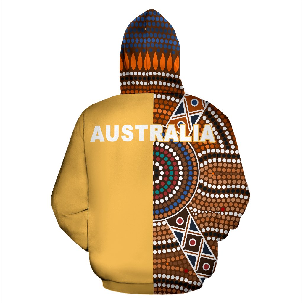 Aboriginal Zip Hoodie - Kangaroo Patterns Circle Dot Painting