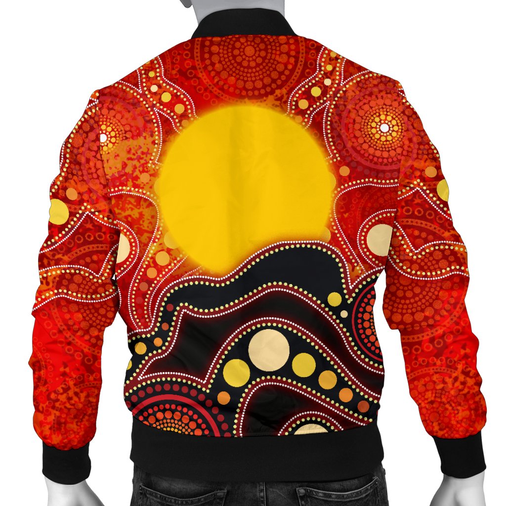 Aboriginal Bomber Jacket - Aboriginal Lives Matter Flag Dot Painting Art