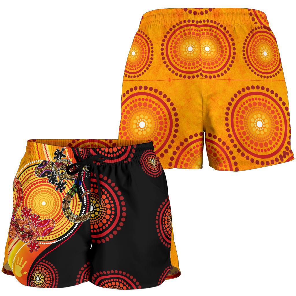 Aboriginal Personalised Women's Shorts - Couple Aboriginal Lizards