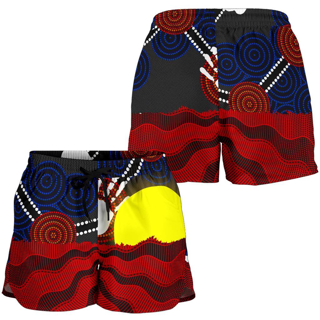 Aboriginal Women's Shorts - Aboriginal Lives Matter Flag Sun Dot Painting