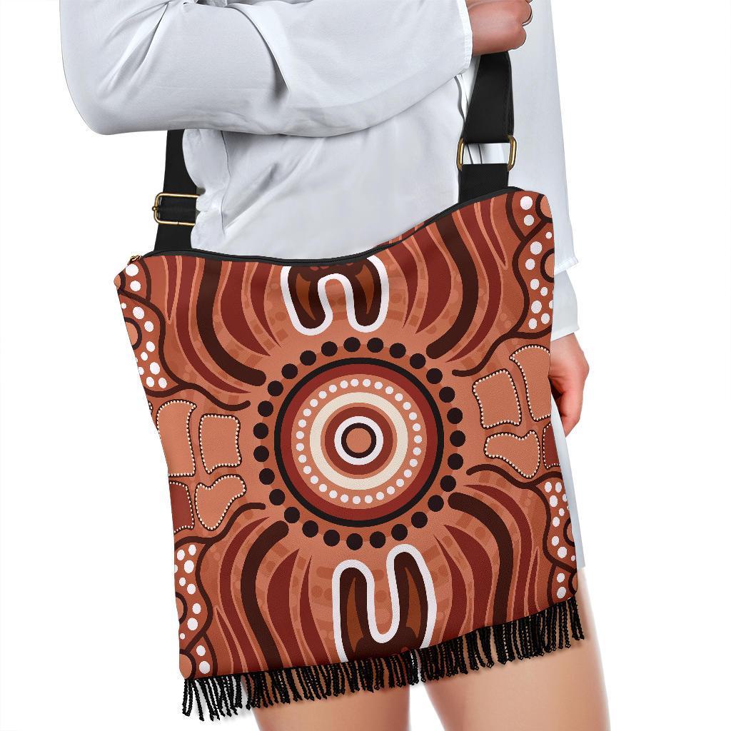 Aboriginal Boho Handbag - Indigenous Art Patterns Ver02