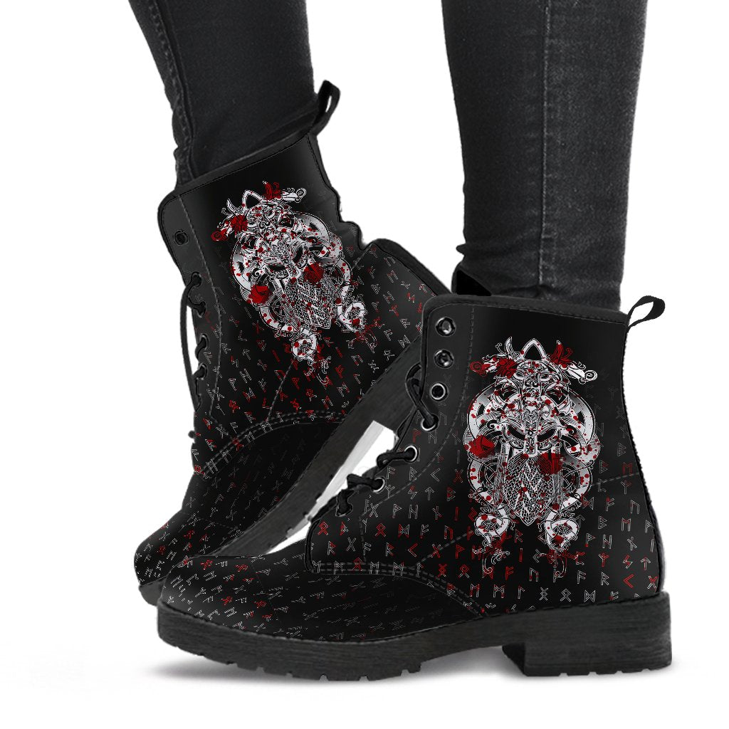 Viking Leather Boots Tyr Tattoo Blood