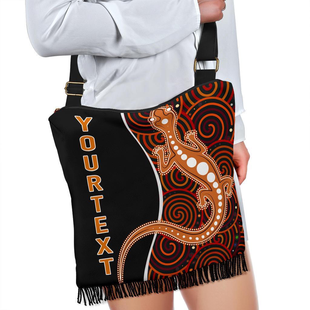 Aboriginal Personalised Boho Handbag - Indigenous Lizard Dreaming