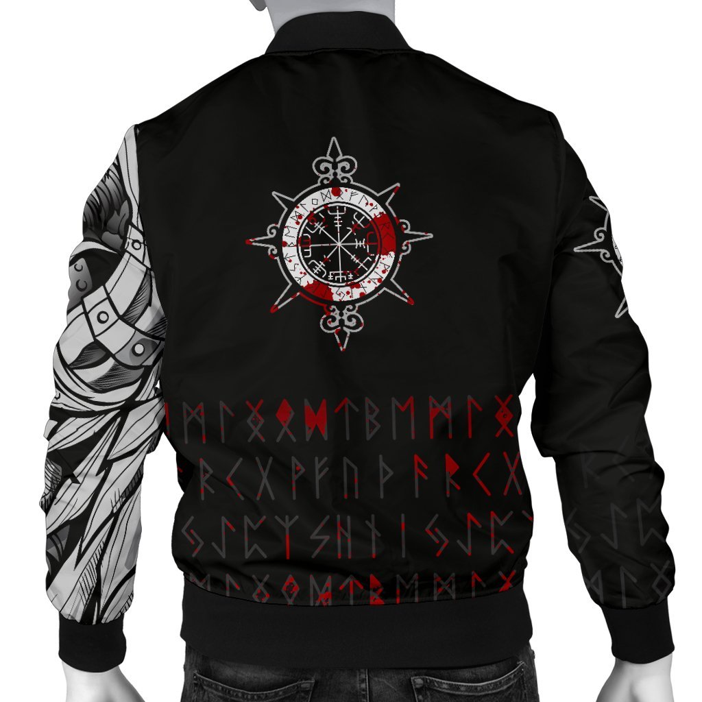 Viking Bomber Jacket Double Dragon Tattoo And Vegvisir Blood Style Ver01