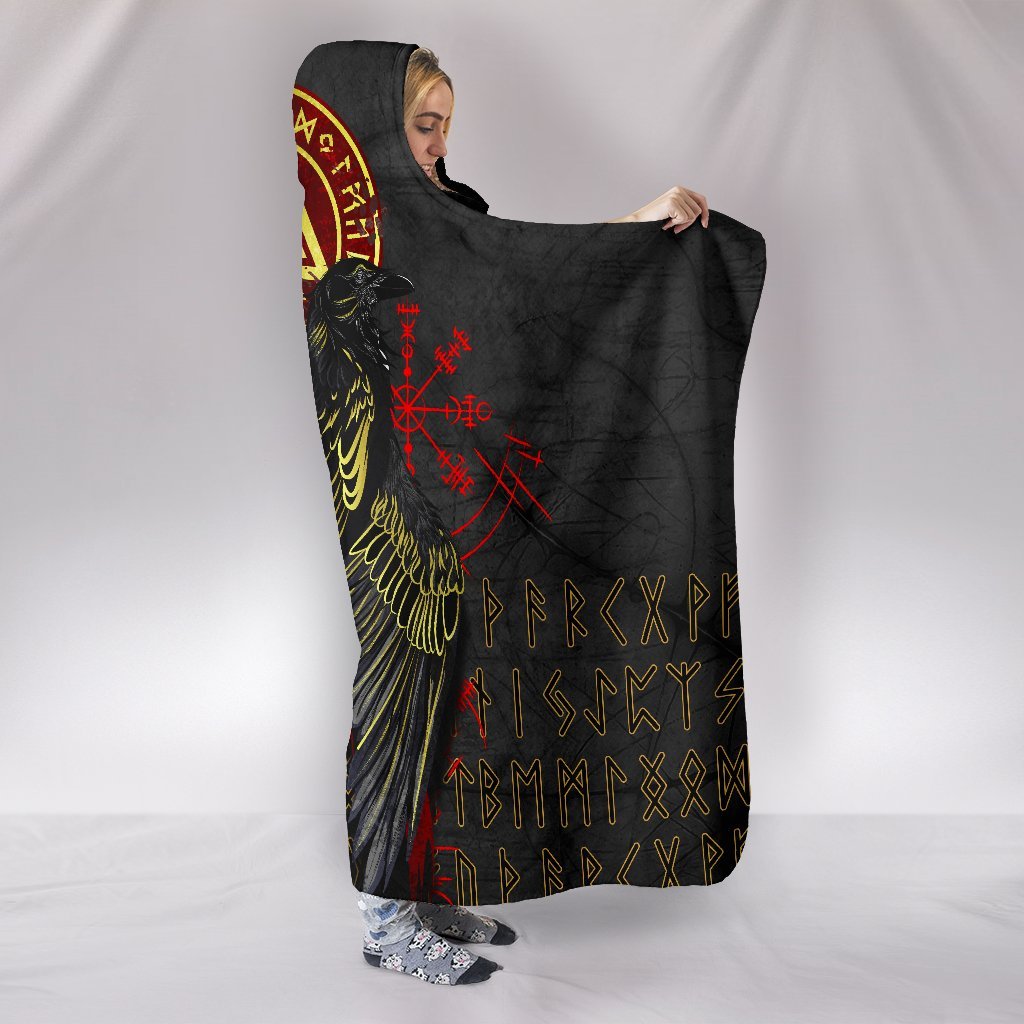 Viking Hooded Blanket Viking Valknut and Ravens Tattoo