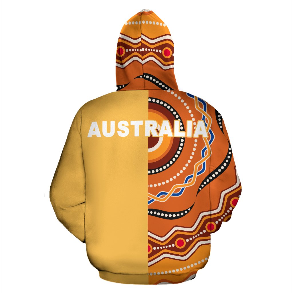 Aboriginal Zip Hoodie - Kangaroo Dot Painting Australia Patterns