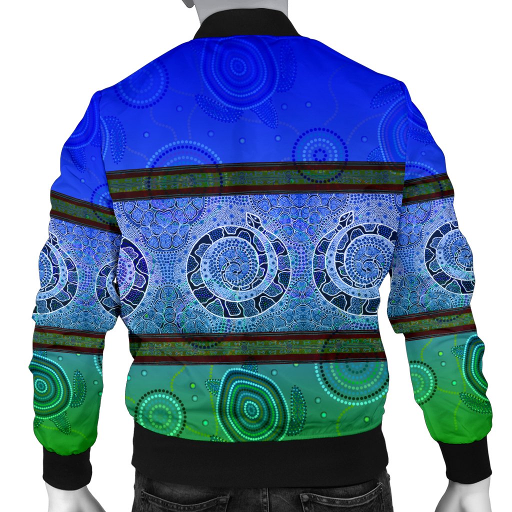 Men Bomber Jacket - Turtle With Dhari Mask Snake Patterns