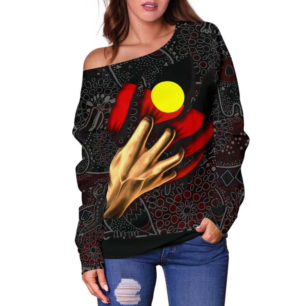 Aboriginal Women's Off Shoulder Sweater - Aboriginal Blood In Me