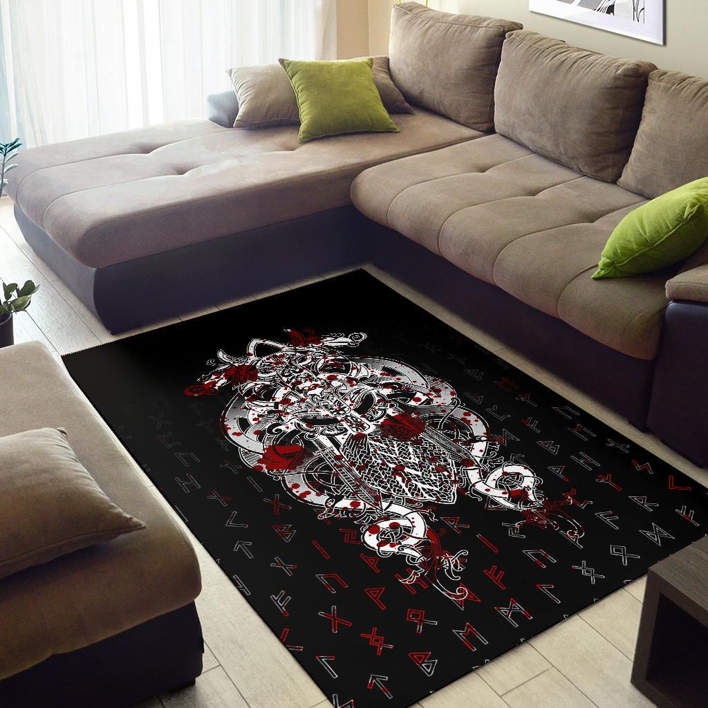 Viking Area Rug Tyr Tattoo Blood