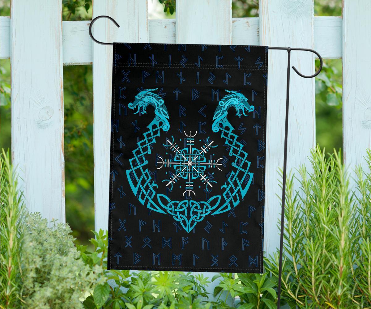 Viking Garden Flag Aegishjalmur Helm Of Awe Blue Edition Style