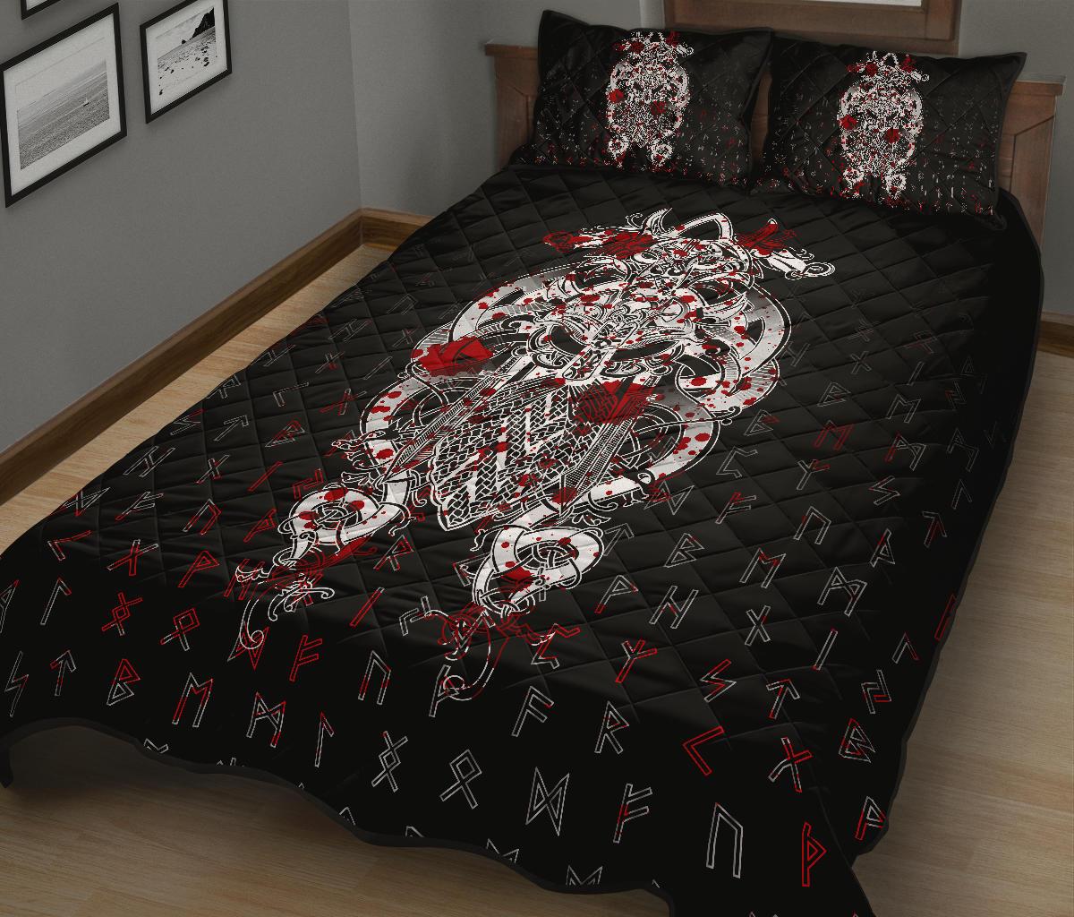 Viking Quilt Bedding Set Tyr Tattoo Blood