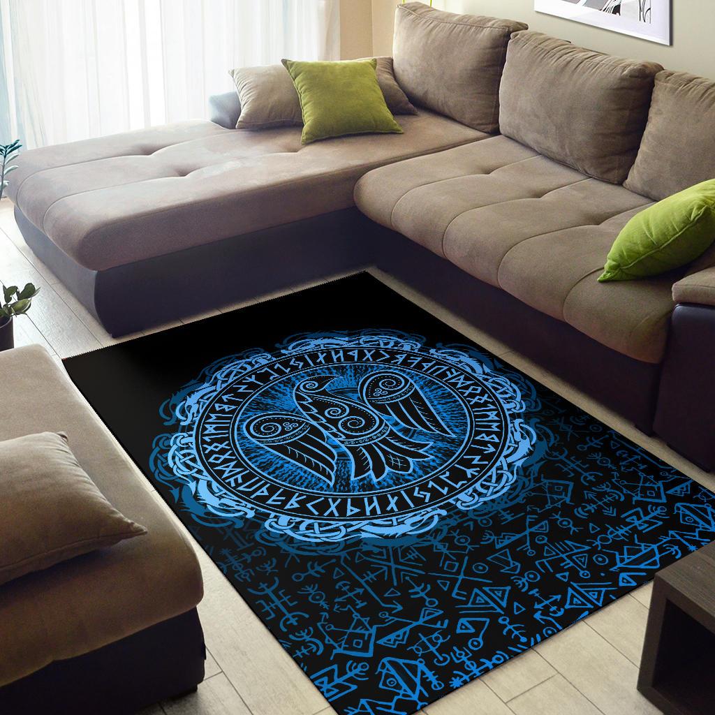 Viking Area Rug Raven Celtic Cyan