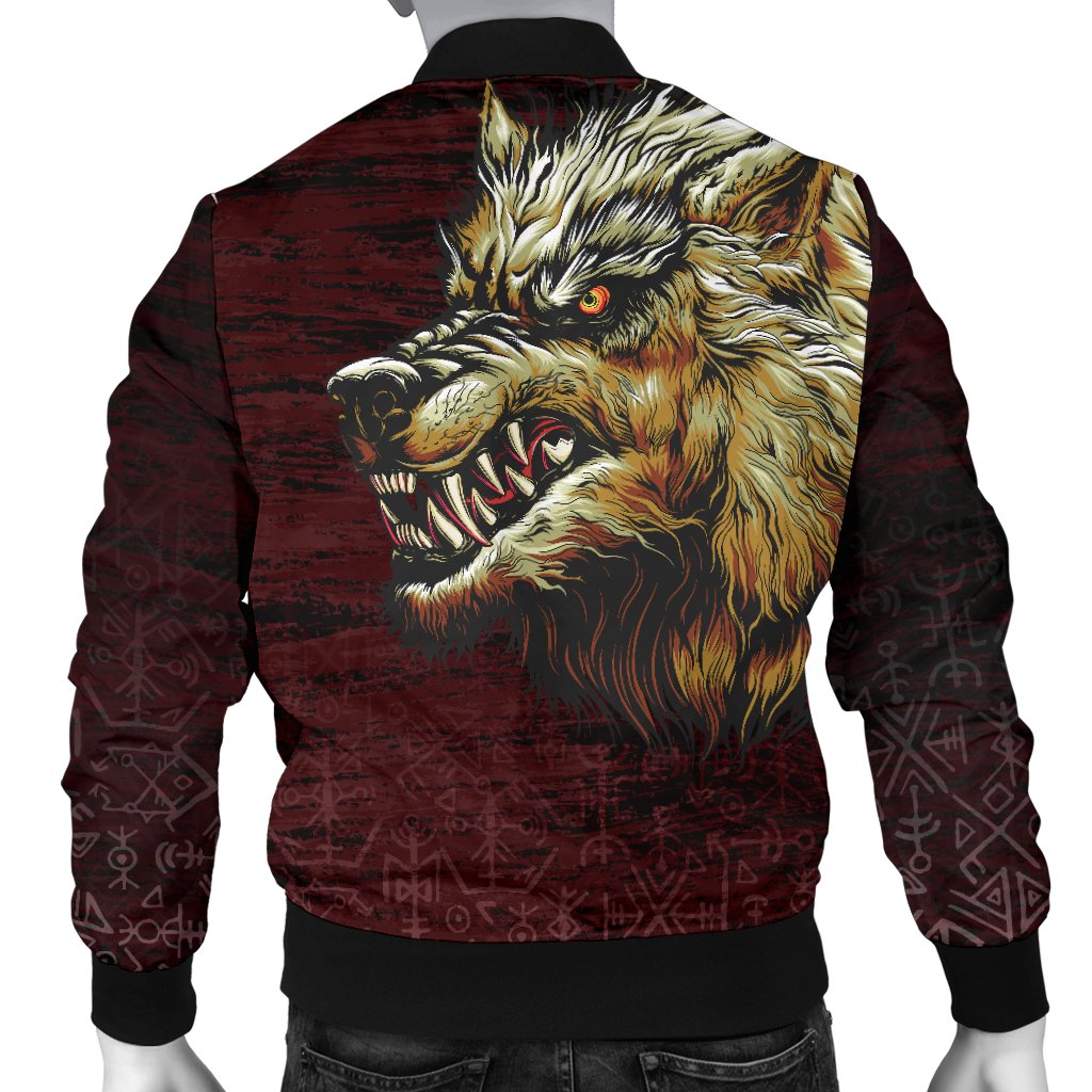 Viking Bomber Jacket Fenrir On The Blood Moon Background Style Ver01