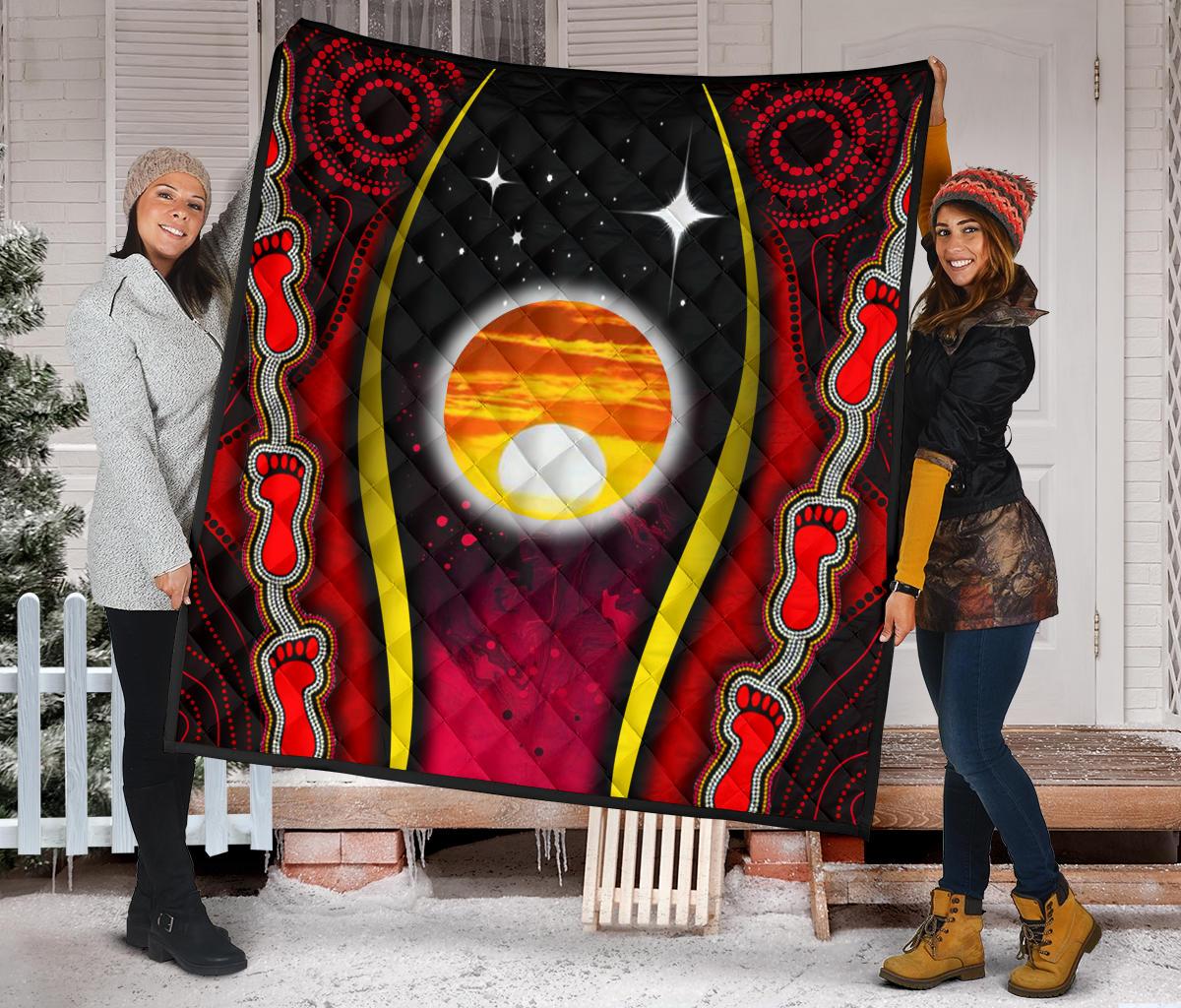 Premium Quilt - Australian Aboriginal Flags Symbolic Meaning