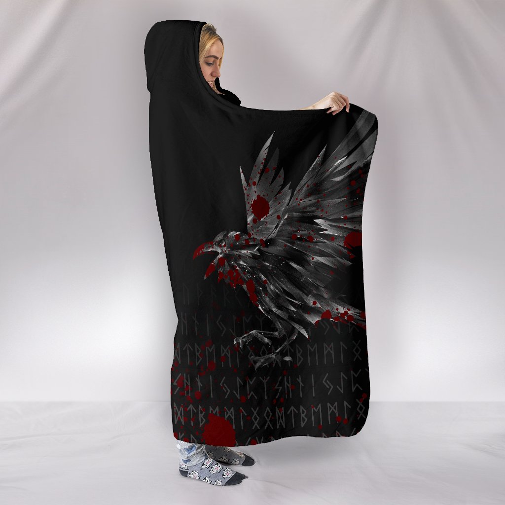 Viking Hooded Blanket The Raven Of Odin Rune Blood