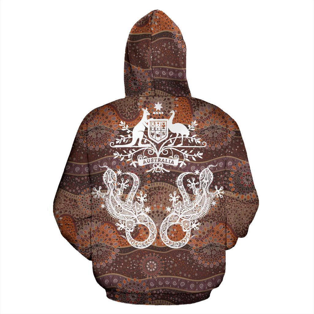 Aboriginal Zip Hoodie - Lizard Patterns Coat Of Arms