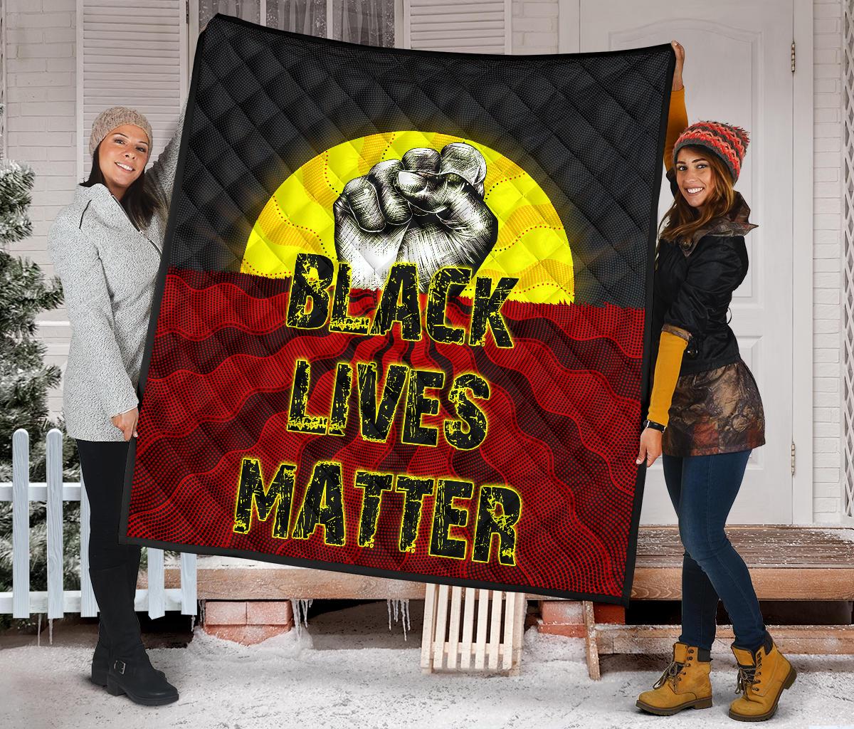 Premium Quilt, Aboriginal Black Lives Matter Sun Dot Painting