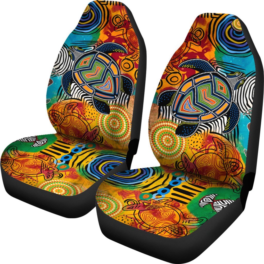 Aboriginal Car Seat Cover - Turtle Indigenous Art