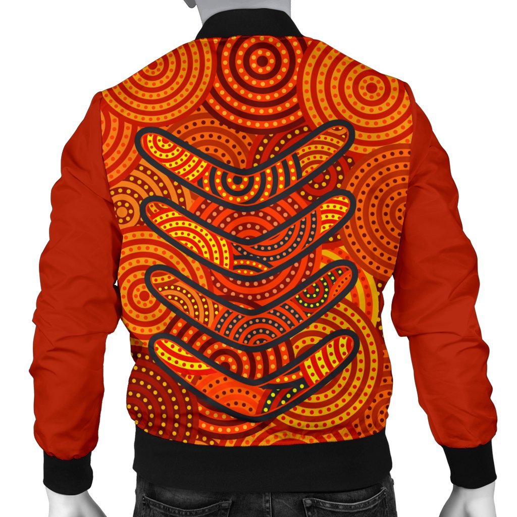 Aboriginal Personalised Men Bomber Jacket - Aboriginal Boomerangs And Dot Circle