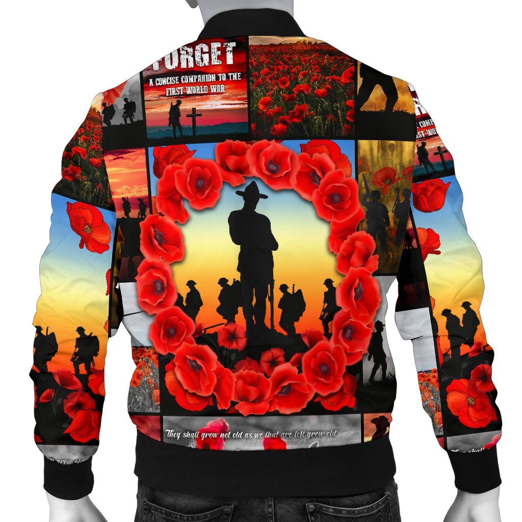 Anzac Men Bomber Jacket - Always Remember Australia Soldiers