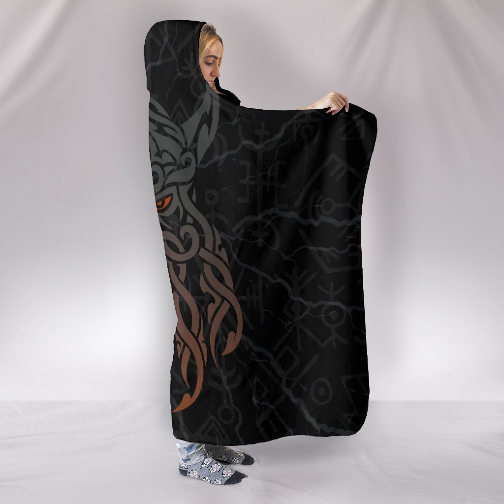 Viking Hooded Blanket Odin God Furthark Tattoo Special