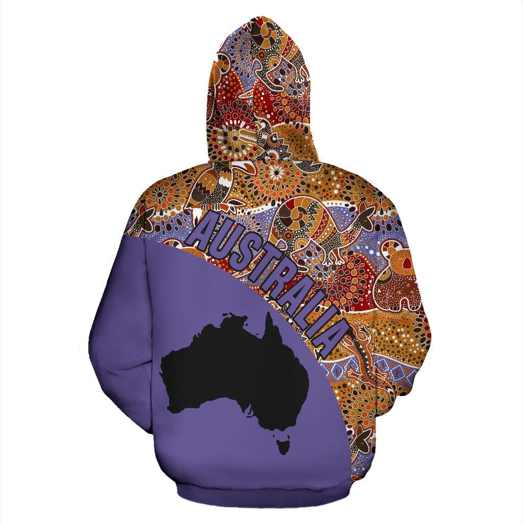 Aboriginal Zip Hoodie - Australia Map Patterns Koala Kangaroo 01