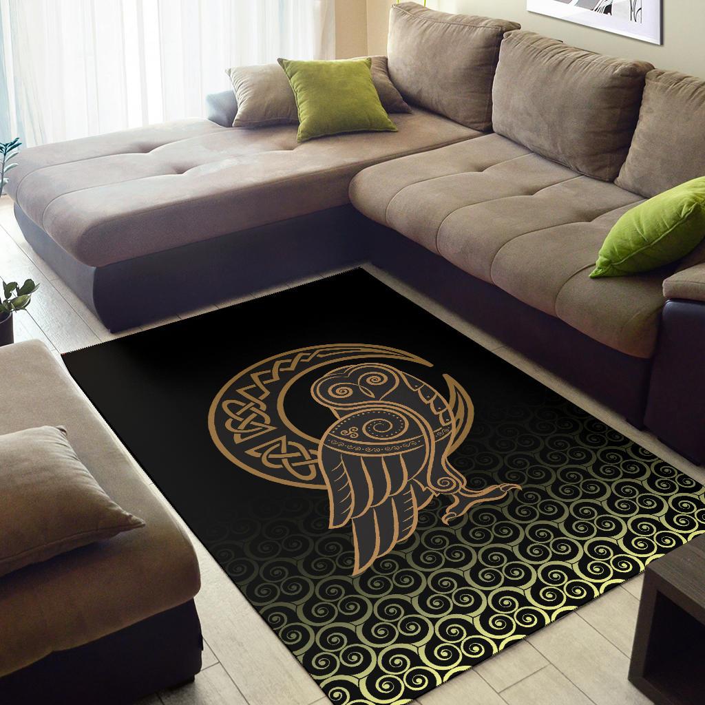 Viking Style - Area Rug Owl Celtic On Triskels Background