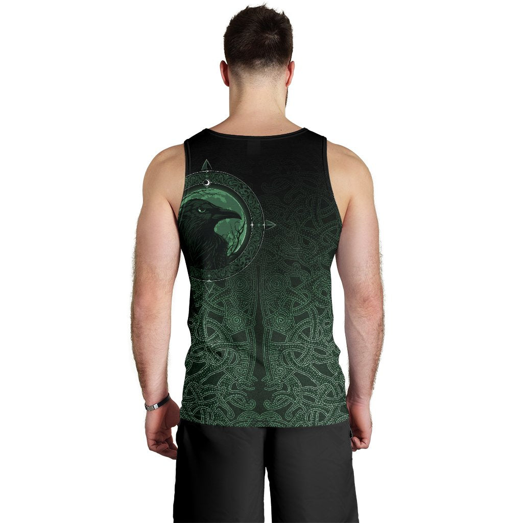 Viking Men's Tank Top Ethnic Odin Raven Green