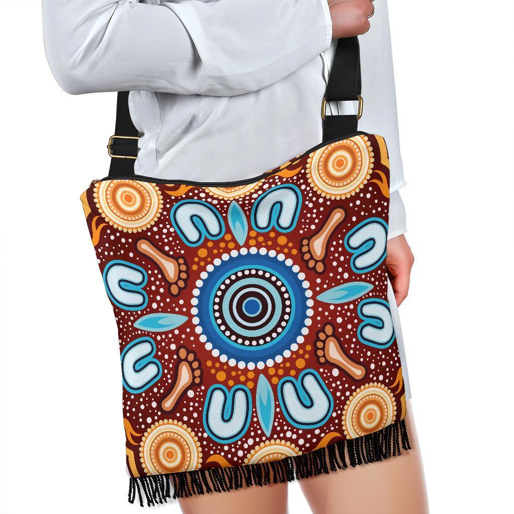 Boho Handbag - Indigenous Circle Dot Painting Ver02