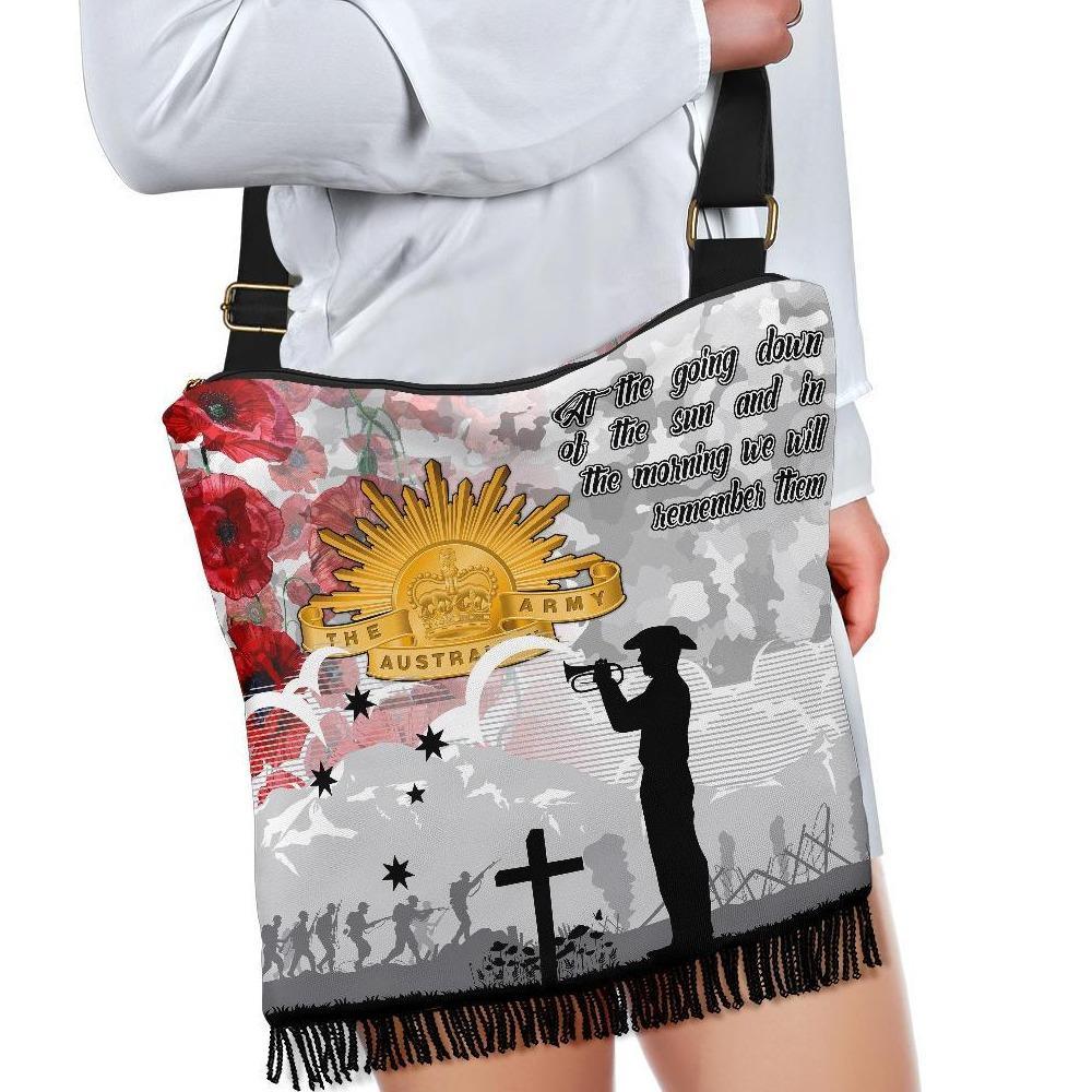 Anzac Crossbody Boho Handbag - We Will Remember Them