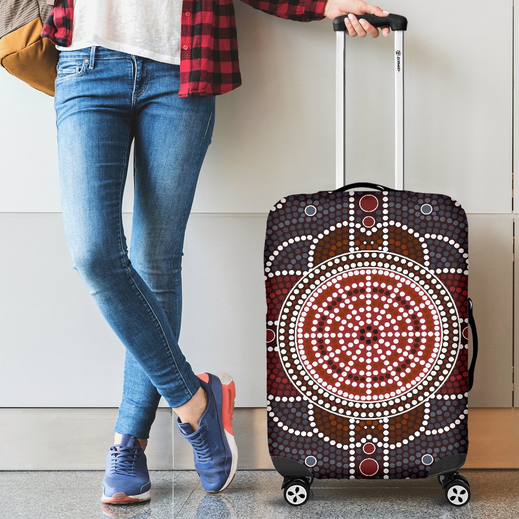 Luggage Cover - Aboriginal Dot Painting Suitcase Ver03