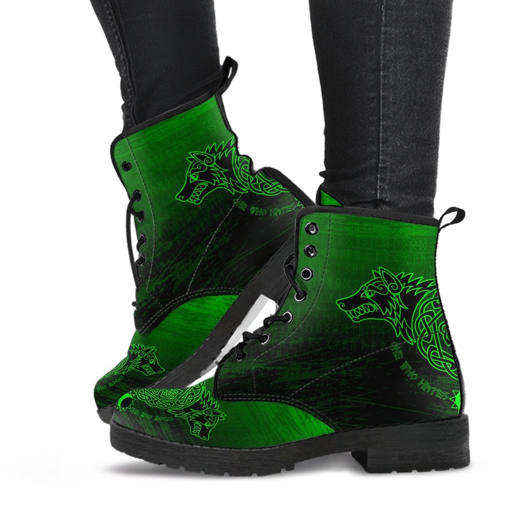 Viking Leather Boots Skoll And Hati Green Style