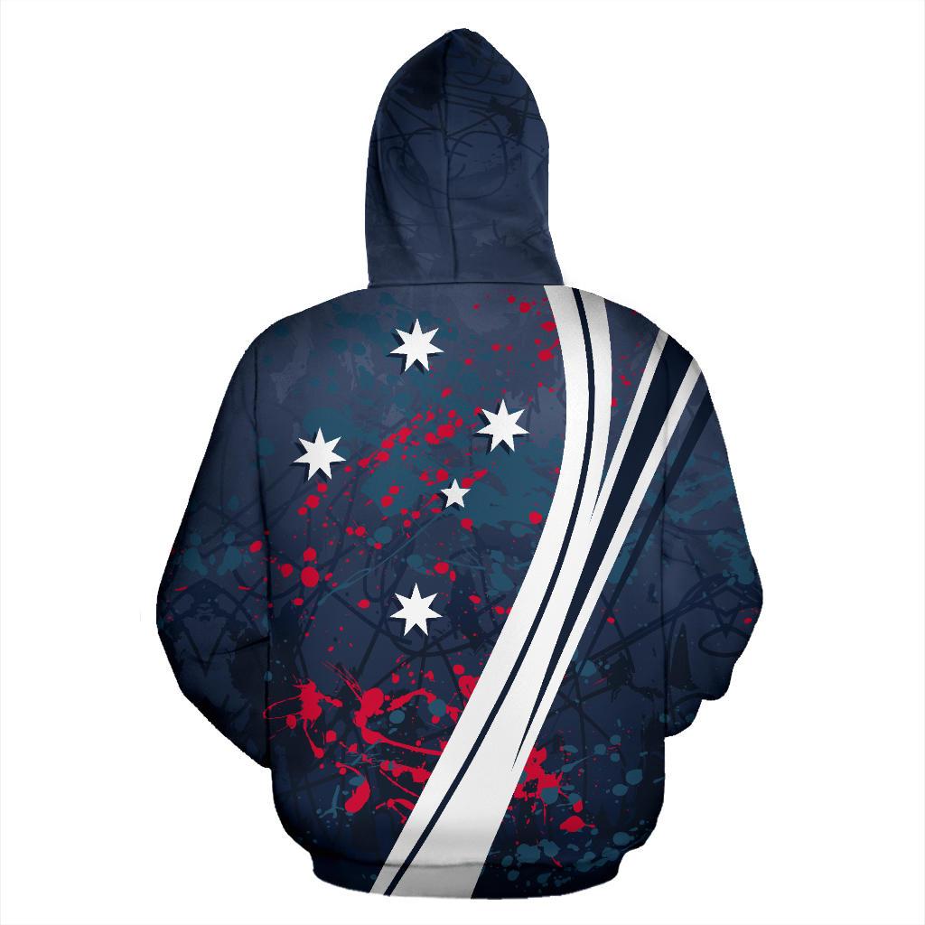 Zip Hoodie - Australian Coat Of Arms Hoodie Artistic Splashes Style