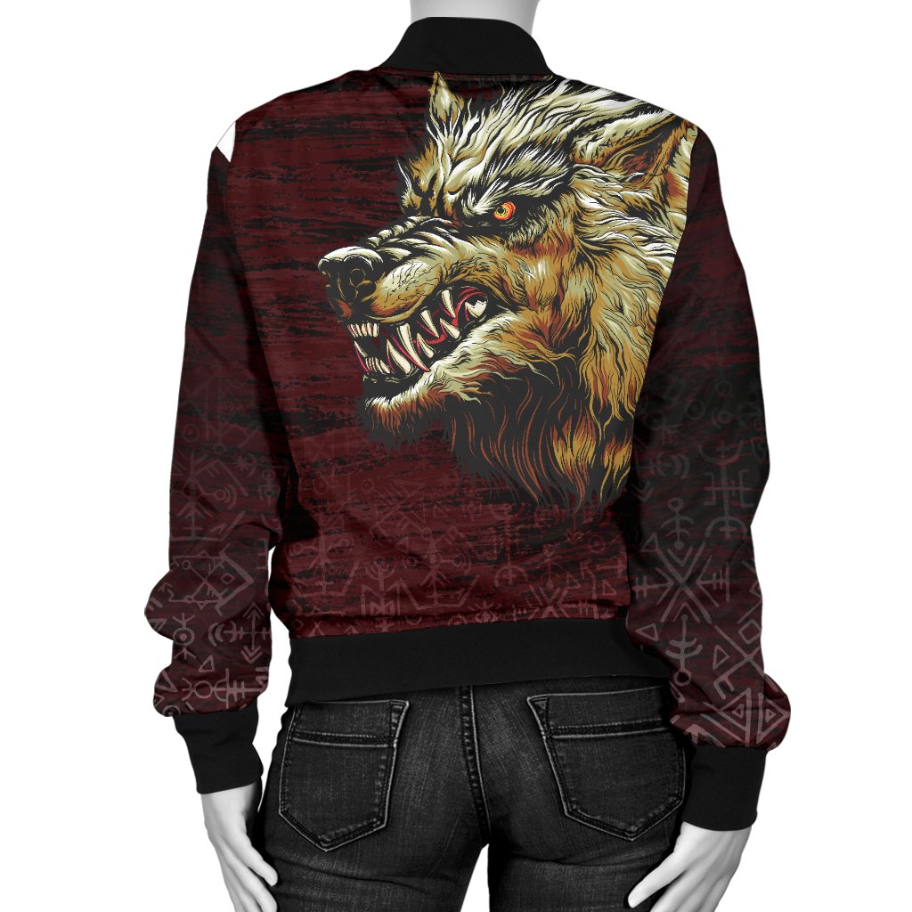 Viking Bomber Jacket Fenrir On The Blood Moon Background Style Ver02