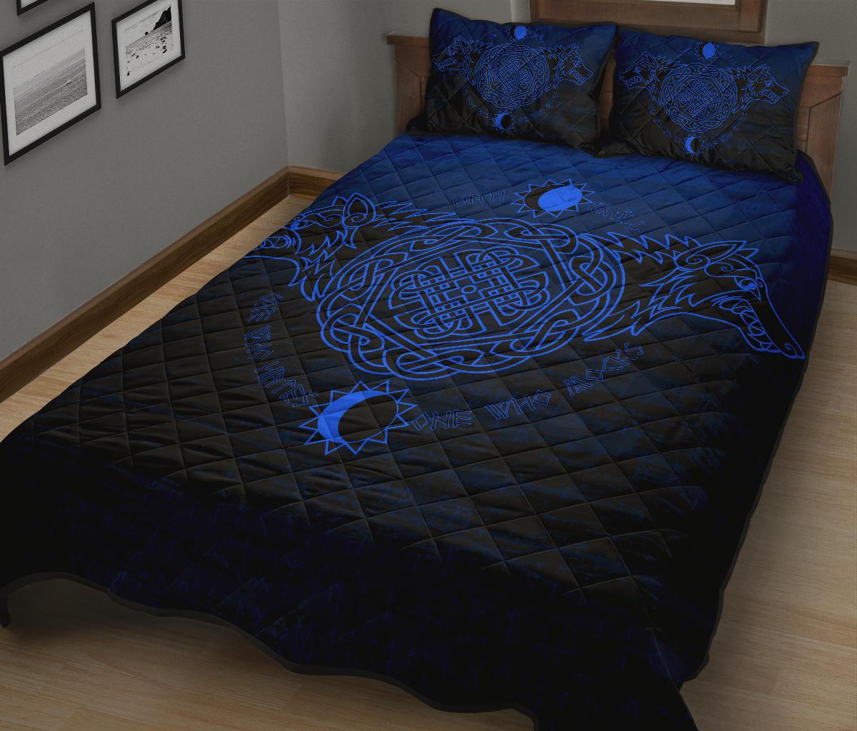 Viking Quilt Bedding Set Skoll And Hati Blue