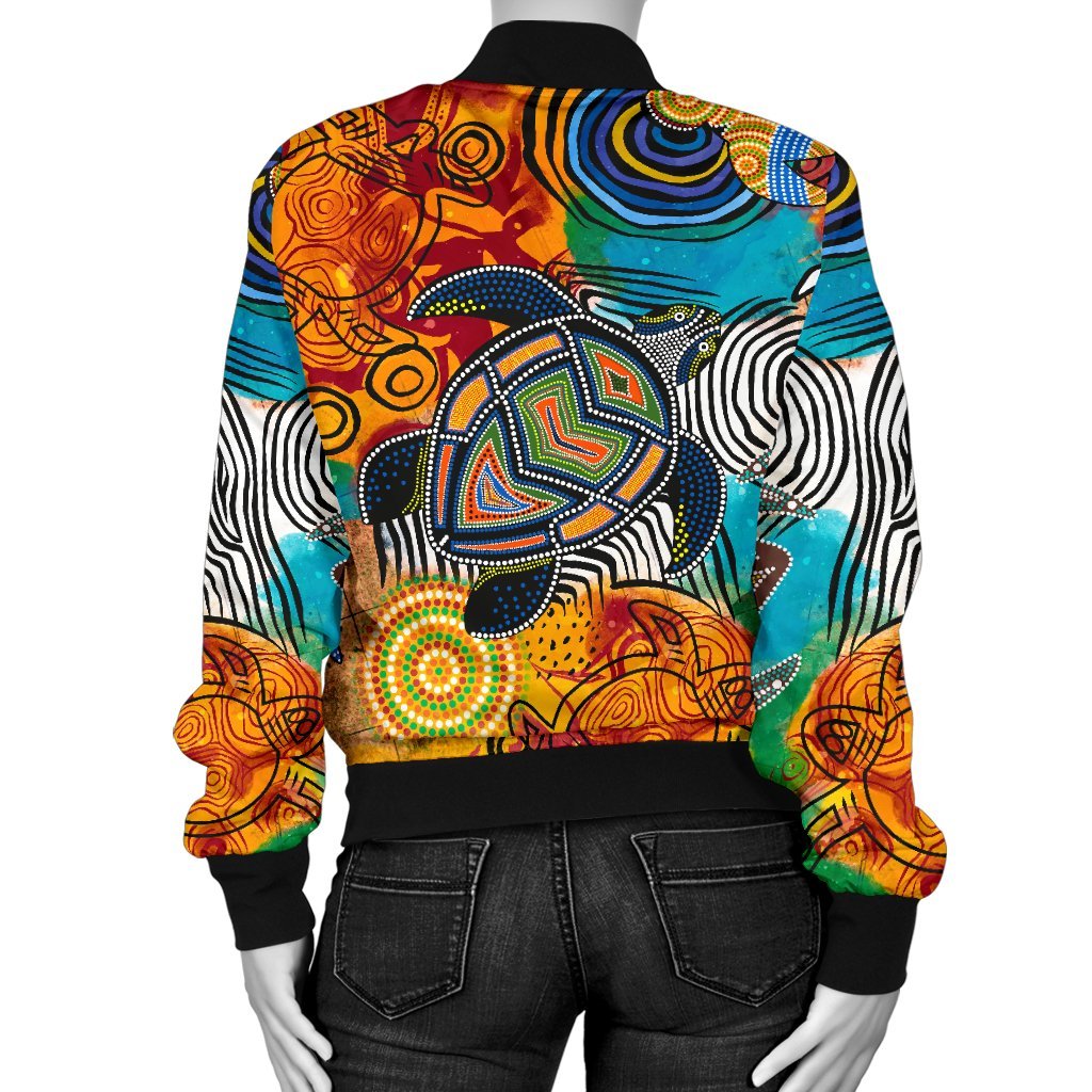 Aboriginal Bomber Jacket - Turtle Indigenous Art
