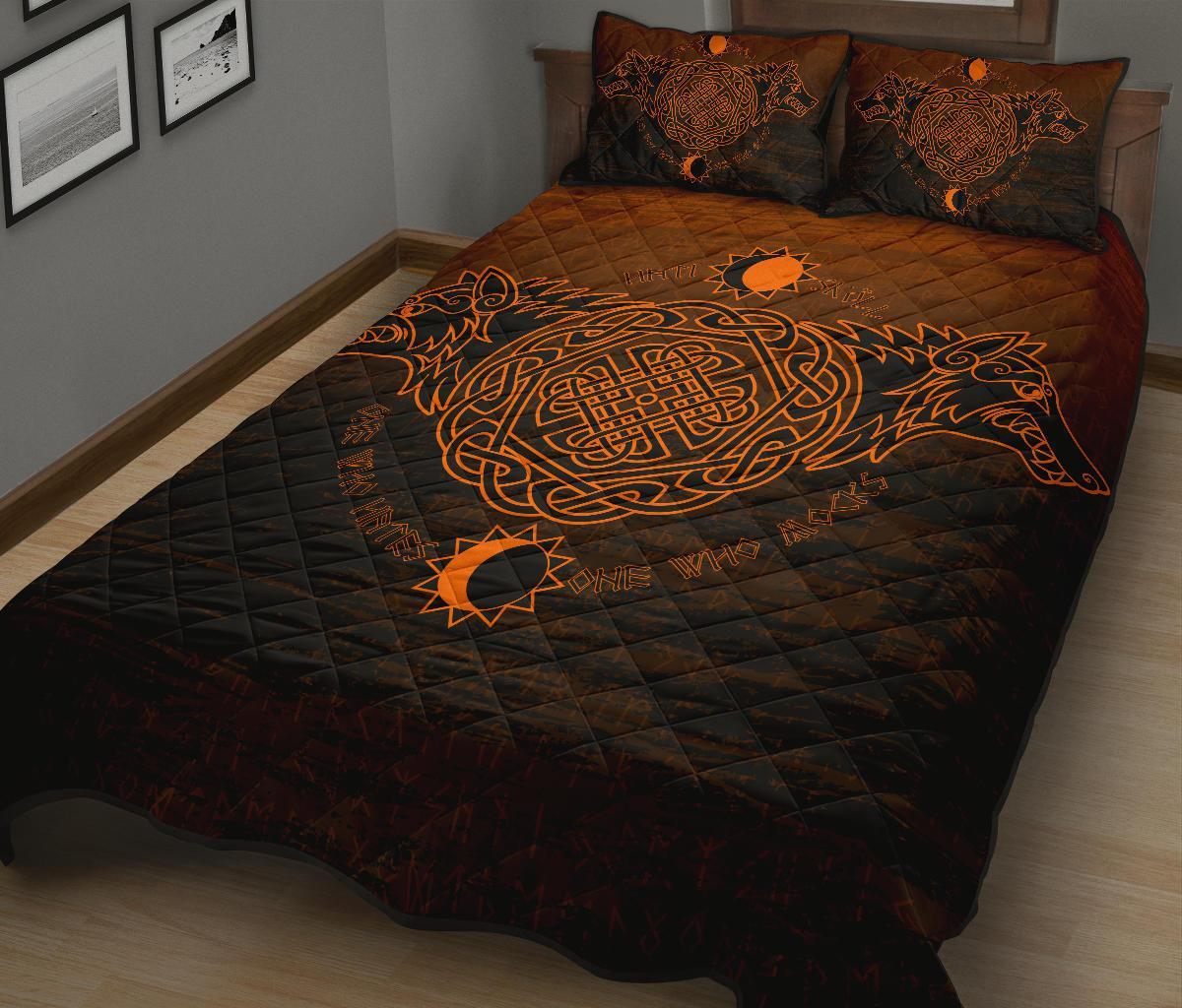 Viking Quilt Bedding Set Skoll And Hati Orange