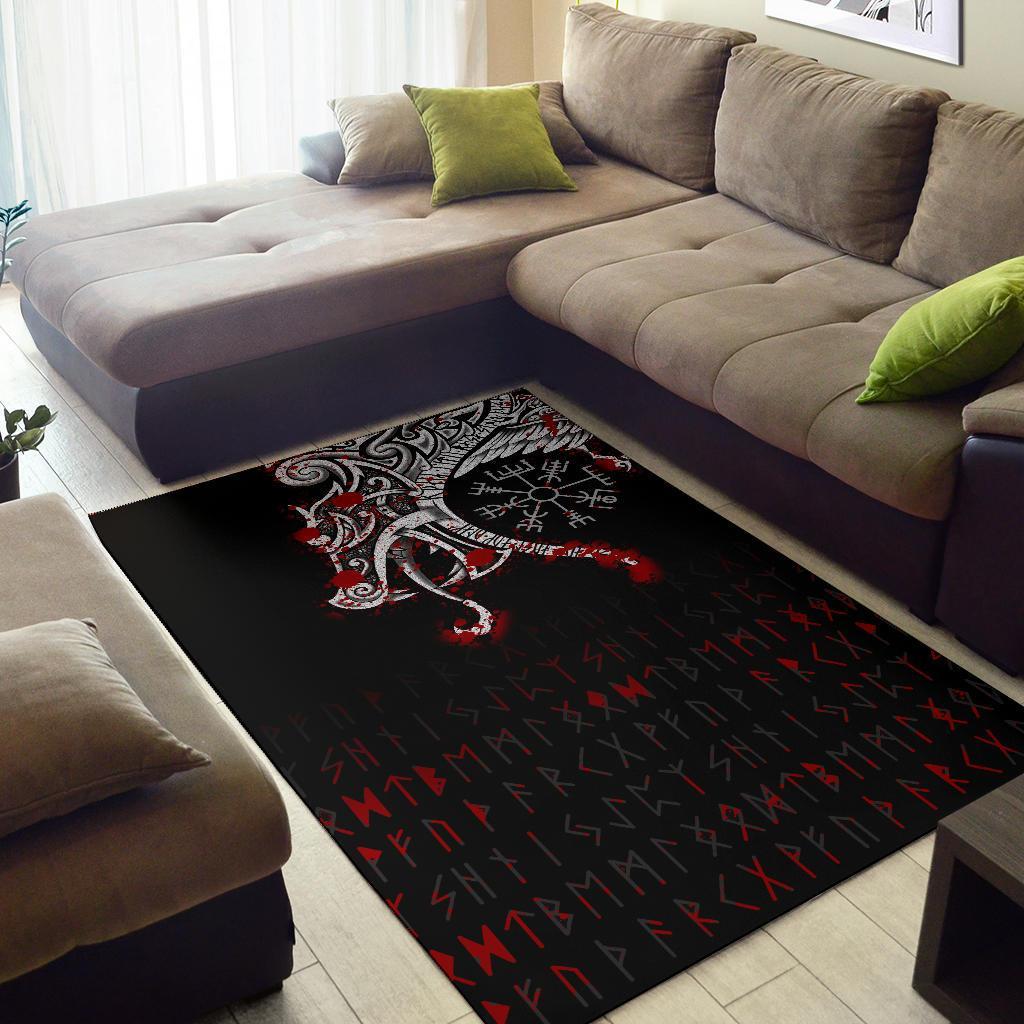 Viking Area Rug Dragon and Vegvisir Blood Tattoo