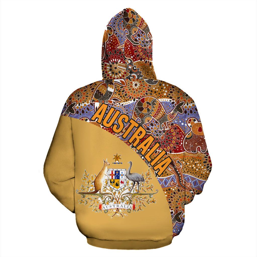 Aboriginal Zip Hoodie - Australian Coat Of Arms Kangaroo Koala All Over Print