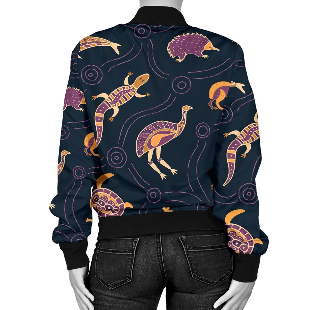 Women Bomber Jacket - Indigenous Animals Patterns