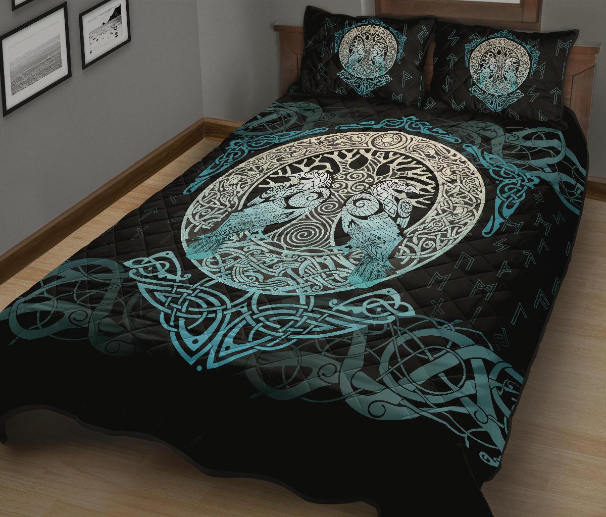 Viking Quilt Bedding Set Yggdrasil and Ravens