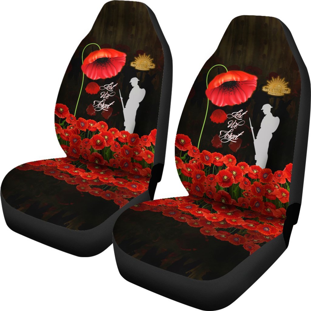 Anzac Car Seat Cover - Remembrance Poppy Flowers