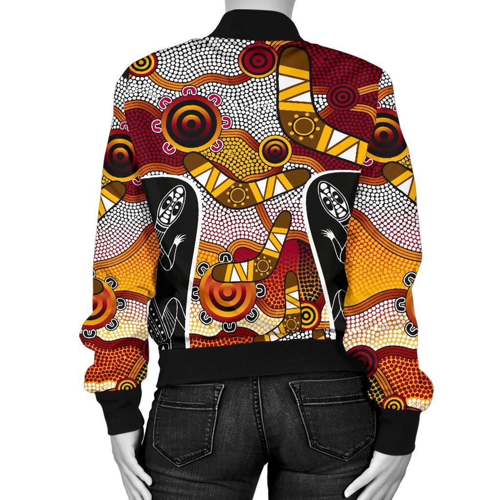 Bomber Jacket - Aboriginal Dot Painting Lizard Jacket
