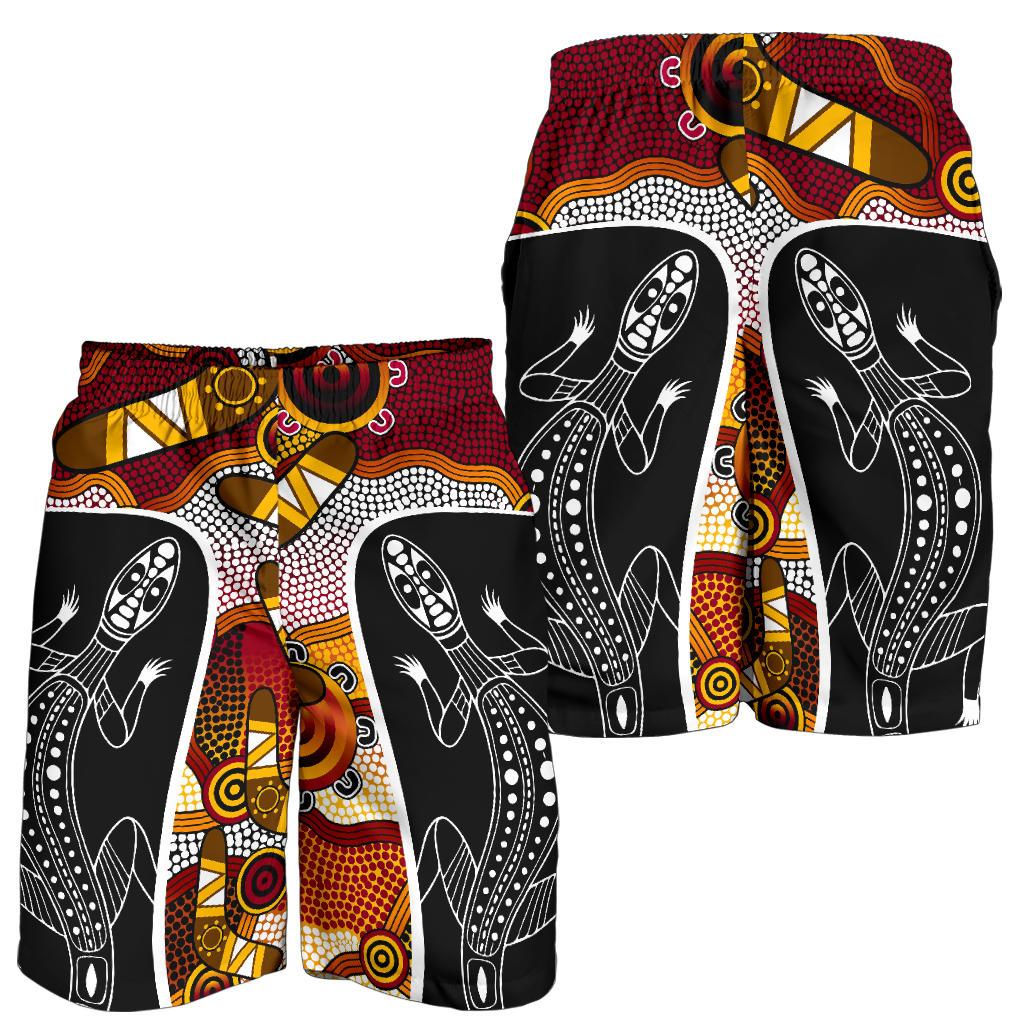 Aboriginal Shorts - Lizard Patterns Boomerang Indigenous Dot Painting Men